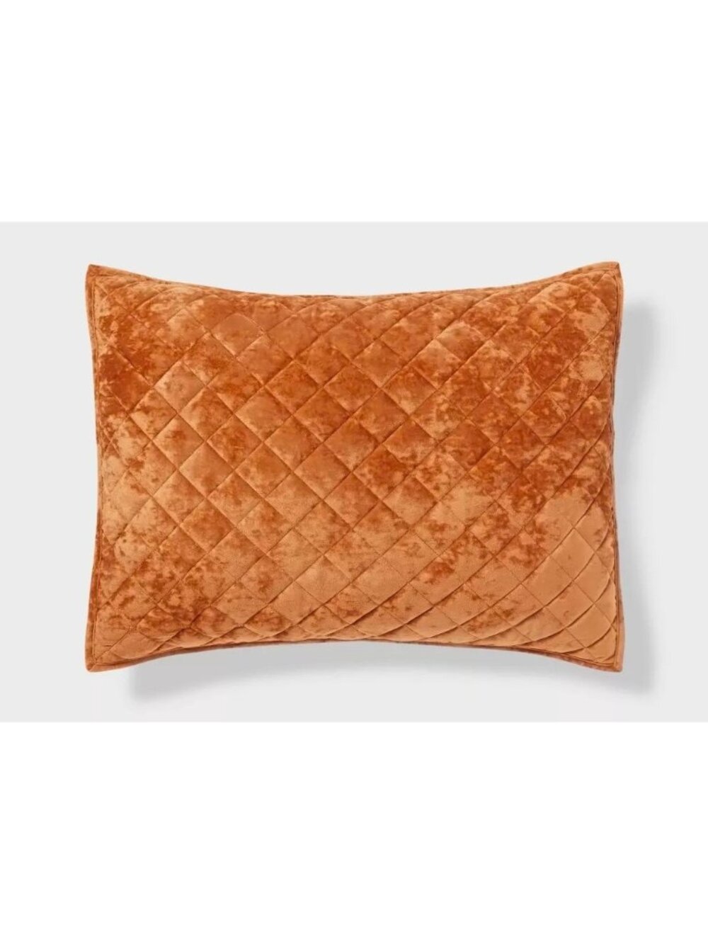Threshold Camel Brown Diamond Stitch Velvet Quilted Standard Size Pillow Sham
